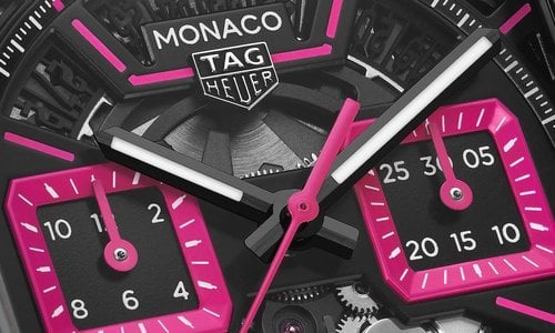 TAG Heuer Monaco Chronograph with pink skeleton dial